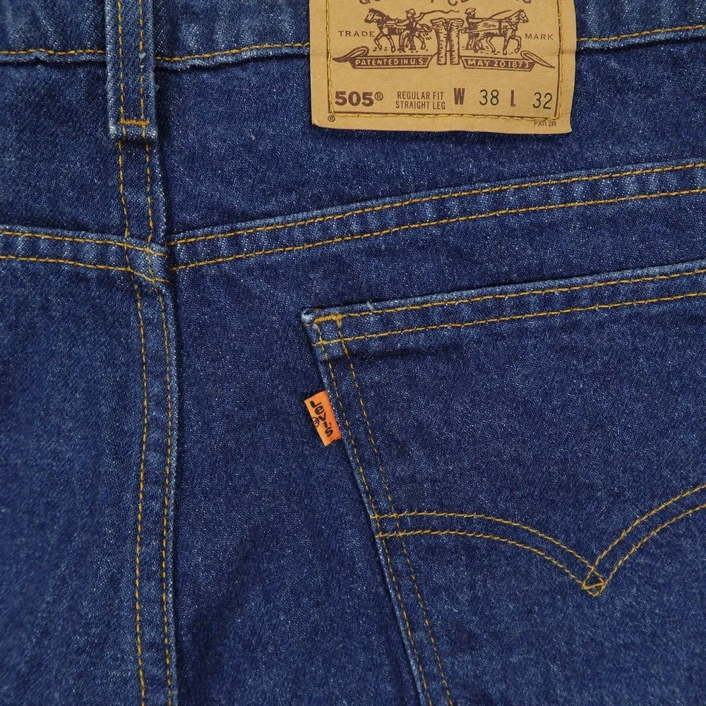 Vintage Levis 505 Orange Tab Jeans Mens 38x32 Blue Regular Fit Straight‎ Leg USA